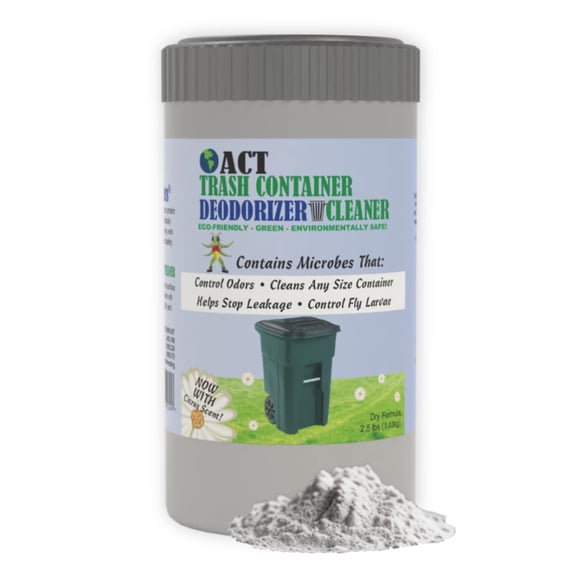ACT Trash Deodorizer and Cleaner | Eliminates Odors Controls Garbage Sludge | for Garage and Outdoor Bins | Dry Powder Eco-Friendly C108