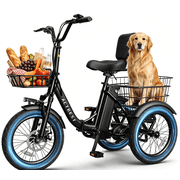ACTBEST Electric Tricycle for Adults, 18"x3.0" Fat Tire 3-Wheel Electric Bike, 500W Motor 48V 10.4Ah Battery, Folding E-Trike Up to 18Mph Black