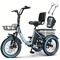 thumbnail image 1 of Electric Tricycle for Adults, 18"x3.0" Fat Tire 3-Wheel Electric Bike, 500W Motor 48V 10.4Ah Battery, Folding E-Trike Up to 18Mph (Light Blue) with Mirror & Phone Bag, 1 of 9