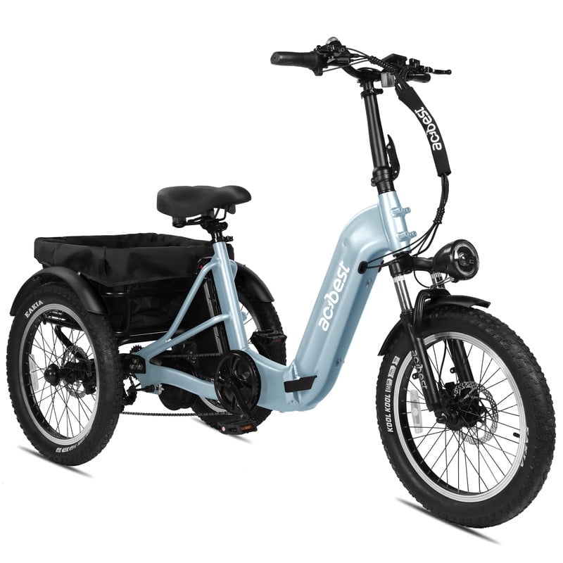 ACTBEST Electric Tricycle for Adults, 750W Motor 48V 15.6Ah Battery, 20" x 3.0" Fat Tire 3-Wheel Electric Bicycle, 7-Speed Step-Thru Electric Trike with Dual Suspension (Blue)
