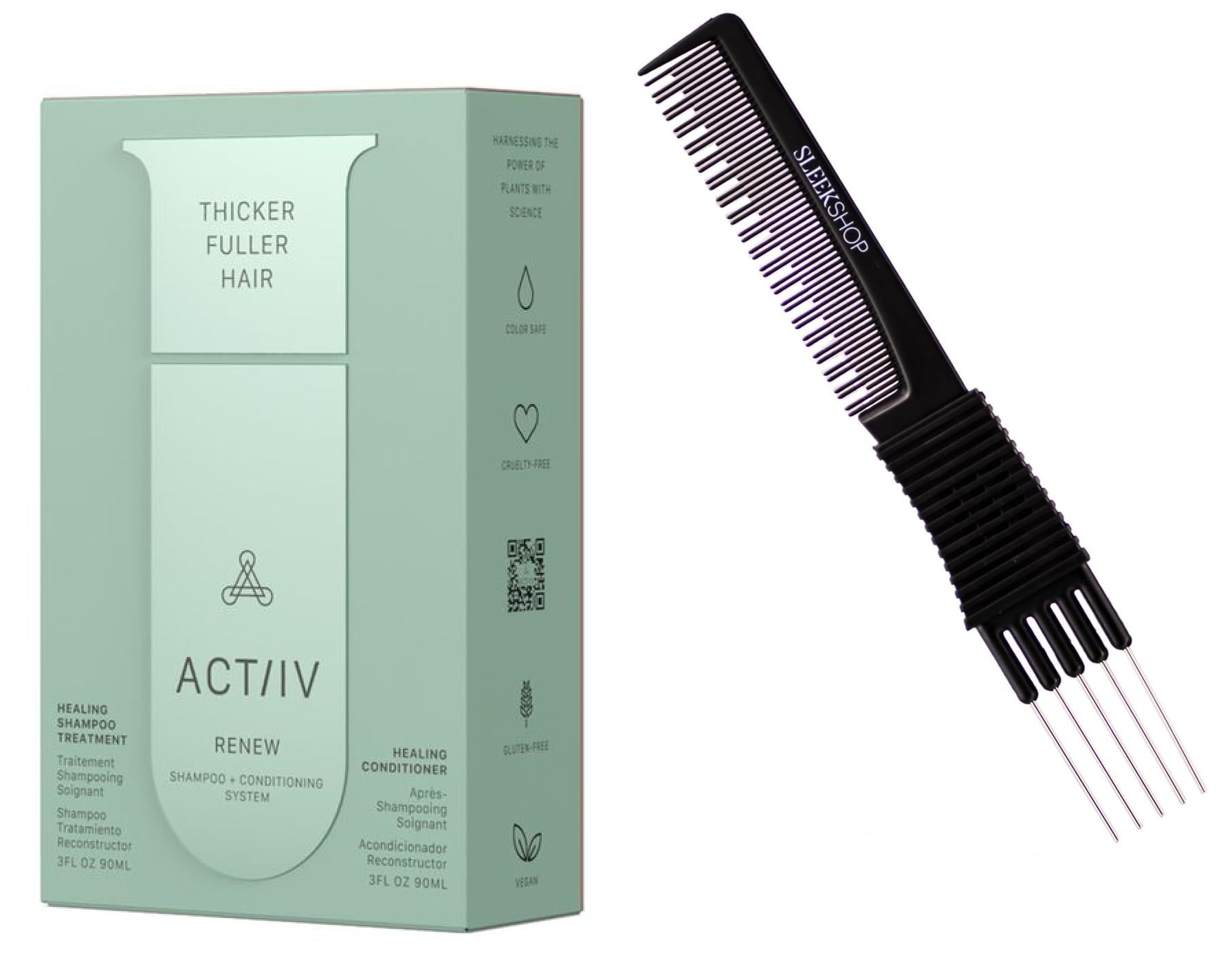 ACTIIV HAIR SCIENCE Renew SHAMPOO + CONDITIONING SYSTEM, Heaing Treatment Conditioner BOX KIT DUO SET, Active Activ ACTIIVE ACT/IV (RENEW System Box Kit (3 oz + 3 oz))