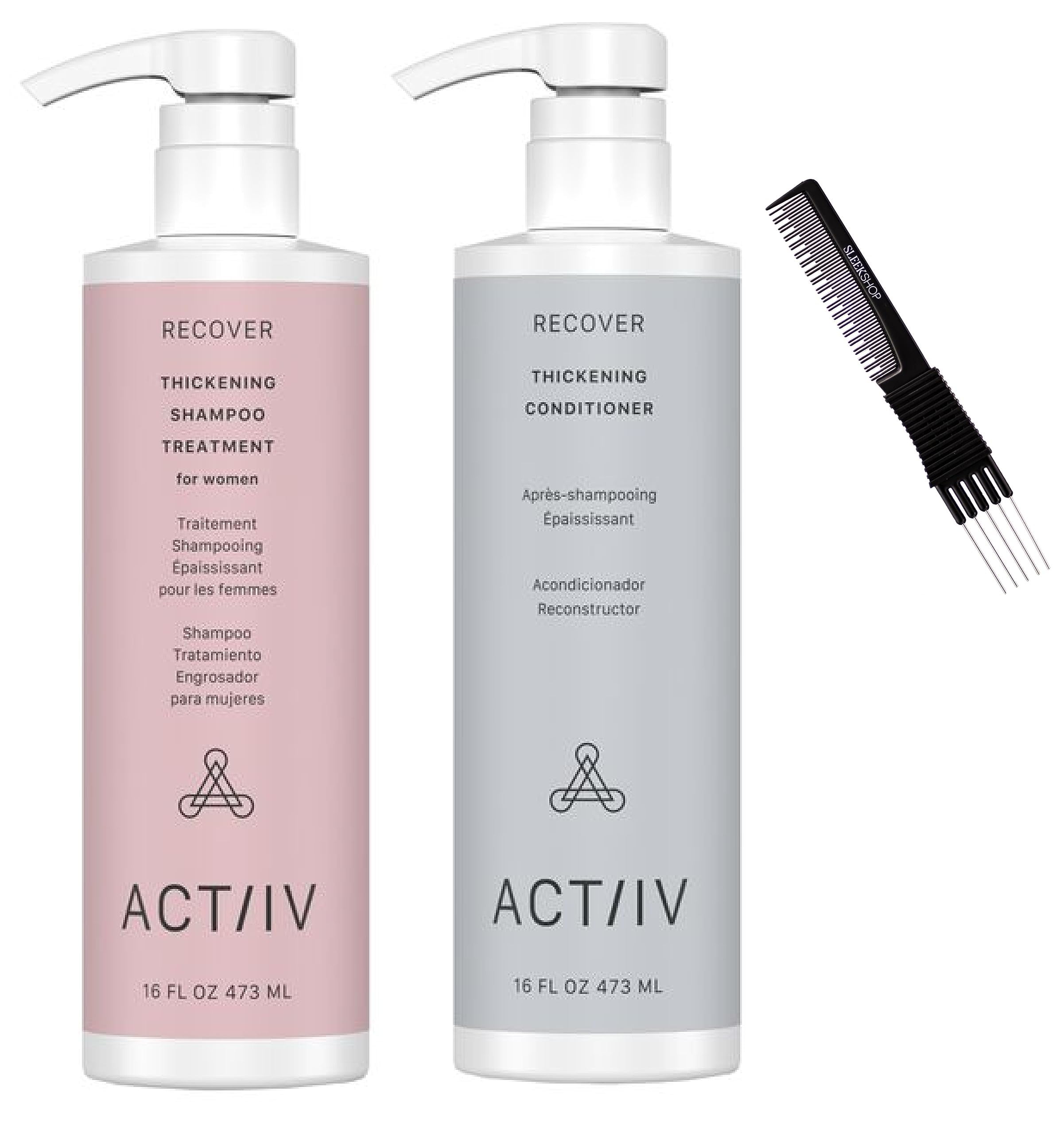 ACTIIV Hair Science RECOVER Thickening Shampoo Treatment & Conditioner FOR WOMEN, XXL 16 ounce DUO SET KIT Active Activ ACTIIVE ACT/IV (Recover DUO for Women (16 oz + 16 oz))