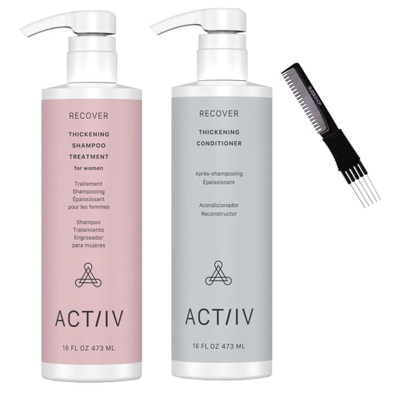 ACTIIV Hair Science RECOVER Thickening Shampoo Treatment & Conditioner FOR WOMEN, XXL 16 ounce DUO SET KIT Active Activ ACTIIVE ACT/IV (Recover DUO for Women (16 oz + 16 oz))