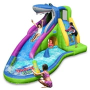 ACTION AIR Inflatable Water Slide, 15 Shark Bounce House with Water Gun and Splash Pool
