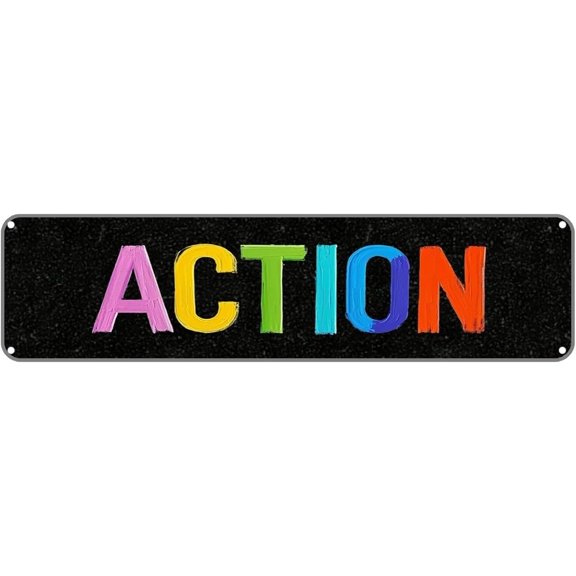 ACTION Tin Sign Christmas Decor Retro Wall Decor For Home Coffee Bar Funny Aluminum Sign 4x16 Inch