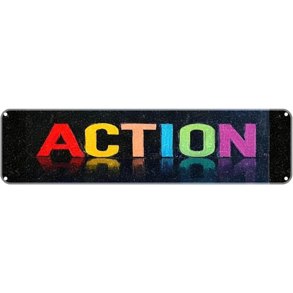 ACTION Tin Sign Christmas Decor Retro Wall Decor For Home Coffee Bar Funny Aluminum Sign 4x16 Inch