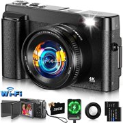 ACTITOP Digital Camera 4K 64MP WIFI Vlogging Camera for YouTube Autofocus with 32GB Card 180  Flip Screen 16X Zoom Video Cameras for Photography
