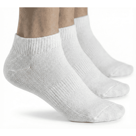 ACTIV PRO Mens Diabetic Ankle Socks 3 Pack Non-Binding, Soft Cotton Circulation Support, White Size 9-11