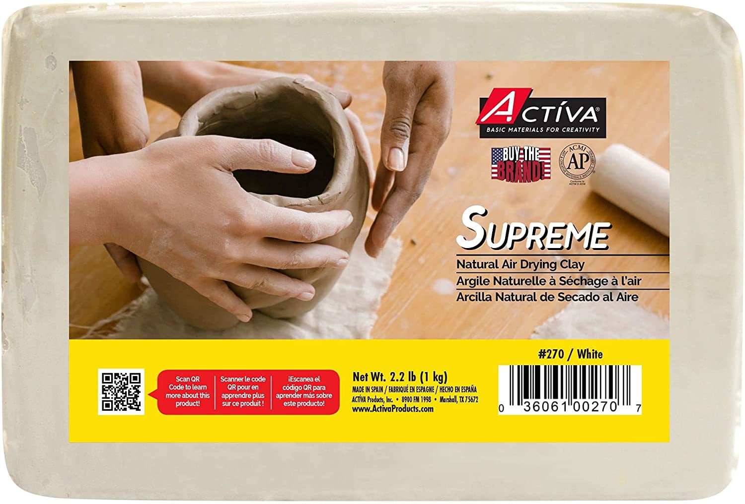 ACTIVA Supreme Artist's AirDry Modelling, 2.2 pounds, White Clay