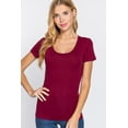 thumbnail image 1 of ACTIVE BASIC) Sexy Scoop Neck Short Sleeve T Shirt Stretch Cotton Tee (S-2X), 1 of 4