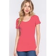 thumbnail image 1 of ACTIVE BASIC) Sexy Scoop Neck Short Sleeve T Shirt Stretch Cotton Tee (S-2X), 1 of 4