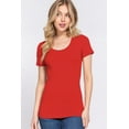 thumbnail image 1 of ACTIVE BASIC) Sexy Scoop Neck Short Sleeve T Shirt Stretch Cotton Tee (S-2X), 1 of 4