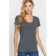 thumbnail image 1 of ACTIVE BASIC) Sexy Scoop Neck Short Sleeve T Shirt Stretch Cotton Tee (S-2X), 1 of 4