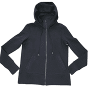 ACTIVE LIFE Womens Ribbed Full Zip Hoodie In Black, S