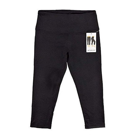 ACTIVE LIFE Womens Capri Mesh Inserts Black, Large