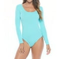 thumbnail image 1 of ACTIVE UNIFORMS Bodysuit For Women Long Sleeve Scoop Neck Body Suit-Breathable Cotton Stretch (Aqua Blue, Small), 1 of 6