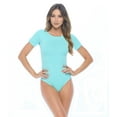 thumbnail image 1 of ACTIVE UNIFORMS Bodysuit For Women's Short Sleeve Round Neck Body Suit Breathable Cotton Stretch (Aqua Blue, X-Small), 1 of 6
