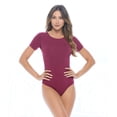thumbnail image 1 of ACTIVE UNIFORMS Bodysuit For Women's Short Sleeve Round Neck Body Suit Breathable Cotton Stretch (Burgundy, 3X-Large), 1 of 6
