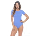 thumbnail image 1 of ACTIVE UNIFORMS Bodysuit For Women's Short Sleeve Round Neck Body Suit Breathable Cotton Stretch (Ceil Blue, Small), 1 of 6