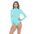 thumbnail image 1 of ACTIVE UNIFORMS Long Sleeve Turtle Neck Body Suit-Breathable Cotton Stretch Leotard (Aqua Blue, X-Small), 1 of 6