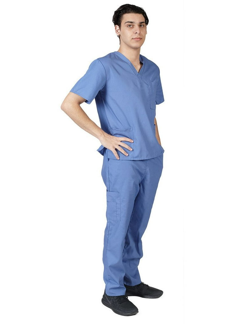 Bocini Men's Hospital Scrubs Top – Poly/Cotton Mix – Two Front & Chest Pockets – New With Tags