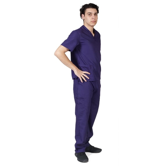 ACTIVE UNIFORMS Men Scrub Set Medical Scrub Top and Pants (Purple, XX-Large)