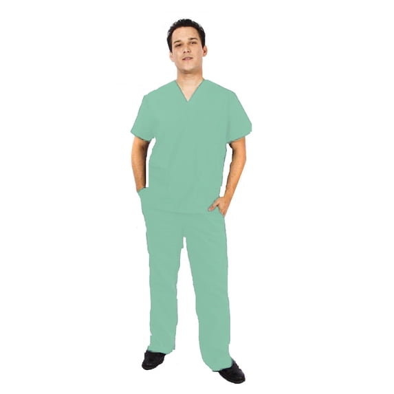 ACTIVE UNIFORMS Men Scrub Set Medical Scrub Top and Pants (Surgical Green, X-Small)