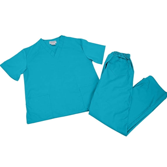 ACTIVE UNIFORMS Men Scrub Set Medical Scrub Top and Pants (Water Blue, Large)