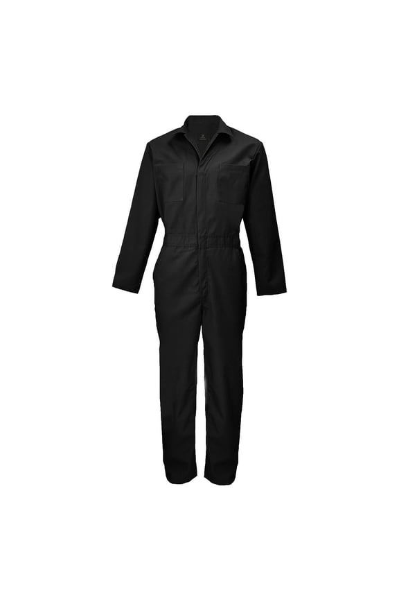 Overall Workwear Men Long Sleeve Coveralls (Black, Large)