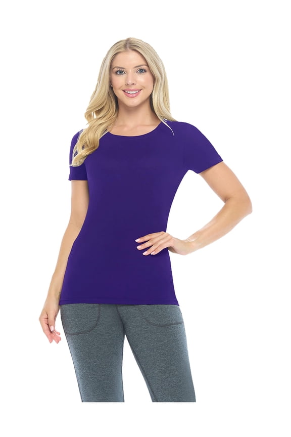 SCRUBS Women's Short Sleeve Round-Neck T-Shirt Under Scrub (Purple, Small)