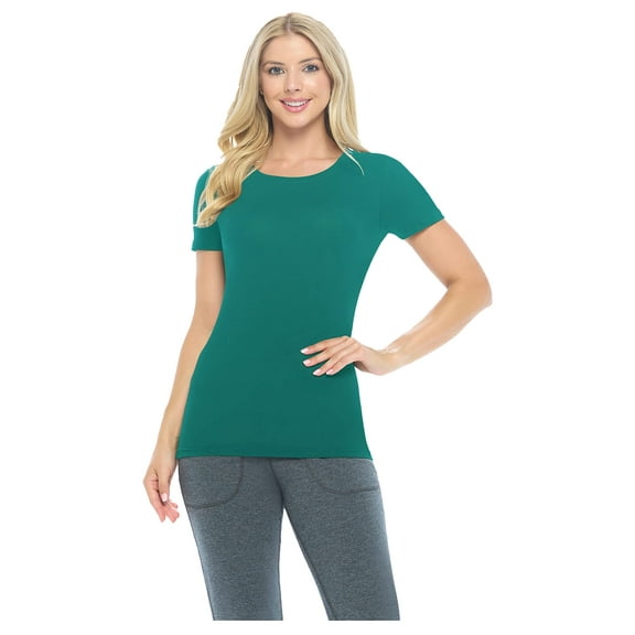 ACTIVE UNIFORMS SCRUBS Women's Short Sleeve Round-Neck T-Shirt Under Scrub (True Hunter Green, Medium)