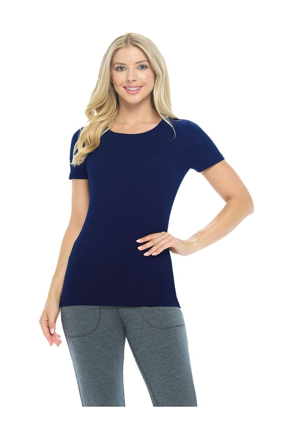 SCRUBS Women's Short Sleeve Round-Neck T-Shirt Under Scrub (True Navy Blue, Large)