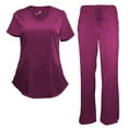 thumbnail image 1 of ACTIVE UNIFORMS Stretch Women's Ultra Soft Modern Fit Mock Wrap Scrub Set (Burgundy, XX-Large), 1 of 7
