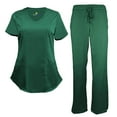 thumbnail image 1 of ACTIVE UNIFORMS Stretch Women's Ultra Soft Modern Fit Mock Wrap Scrub Set (Hunter Green, Large), 1 of 7