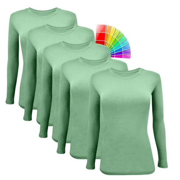 ACTIVE UNIFORMS Under Scrub Tee Crew Neck Long Sleeve T-Shirt Underscrubs Tee Pack of 5 (Meadow Green, 3X-Large)
