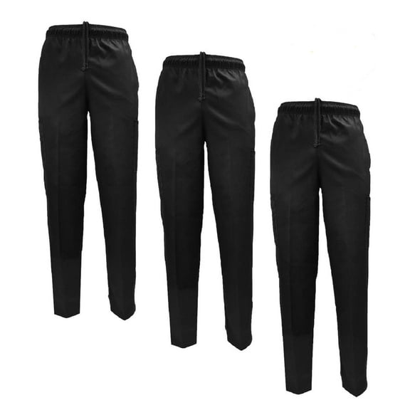 ACTIVE UNIFORMS Unisex Classic Chef Pants (Black 3 Pack, Small)
