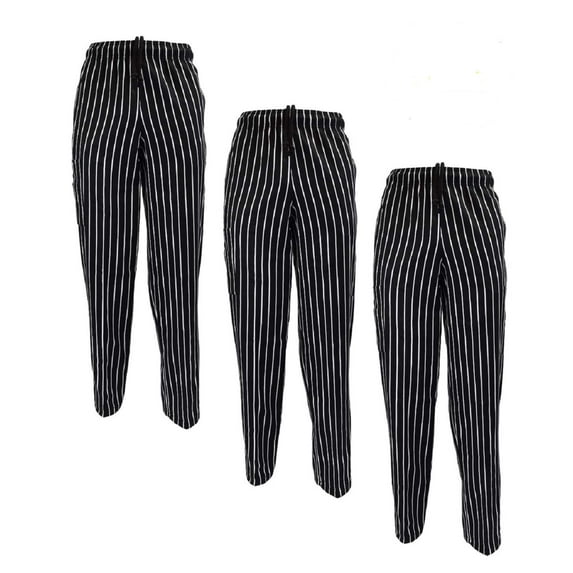 ACTIVE UNIFORMS Unisex Classic Chef Pants (Chalk Stripe 3 pack, X-Large)