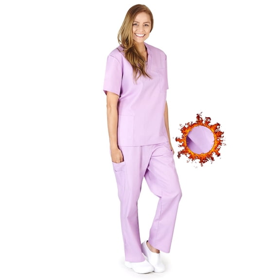 ACTIVE UNIFORMS Unisex Scrub Sets, Scrub Top and Pants. Run Large (Lilac, Small)
