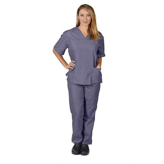 ACTIVE UNIFORMS Women Scrub Set Medical Scrub Top and Pants (Charcoal, 4X-Large)