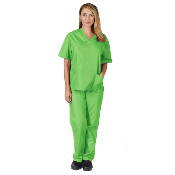 ACTIVE UNIFORMS Women Scrub Set Medical Scrub Top and Pants (Lime Green, 3X-Large)