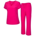 thumbnail image 1 of ACTIVE UNIFORMS Women's Breathable Cool Stretch Fabric Scrub Top and cargo Pant Set (Hot Pink, XX-Large), 1 of 7