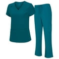 thumbnail image 1 of ACTIVE UNIFORMS Women's Breathable Cool Stretch Fabric Scrub Top and cargo Pant Set (Teal, Small), 1 of 7