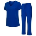 thumbnail image 1 of ACTIVE UNIFORMS Women's Breathable Cool Stretch Fabric Scrub Top and cargo Pant Set (True Royal Blue, X-Large), 1 of 7