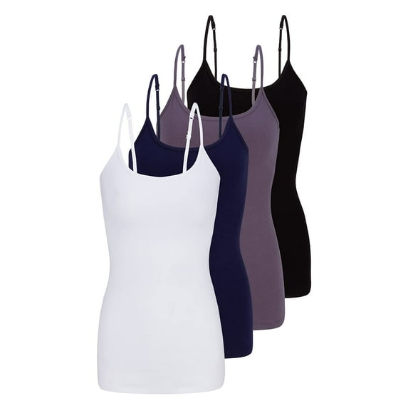 ACTIVE UNIFORMS Women's Camisole Cotton Stretch Undershirt with Adjustable Strap Tank Top Multi-Pack of 2 (White,true Navy Blue,charcoal,black, X-Small)