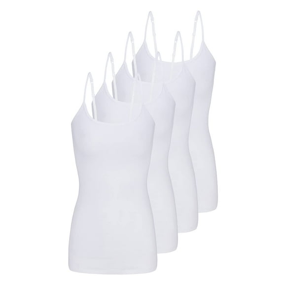 ACTIVE UNIFORMS Women's Camisole Cotton Stretch Undershirt with Adjustable Strap Tank Top Multi-Pack of 2 (White, X-Small)