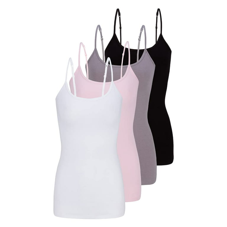 ACTIVE UNIFORMS Women's Camisole Cotton Stretch Undershirt with Adjustable  Strap Tank Top Multi-Pack of 2 (White,pink,grey,black, 3X-Large)
