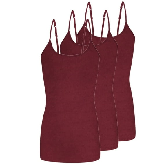 ACTIVE UNIFORMS Women's Camisole Cotton Stretch Undershirt with Adjustable Strap Tank Top Multi-Pack of 3 (Burgundy, X-Large)
