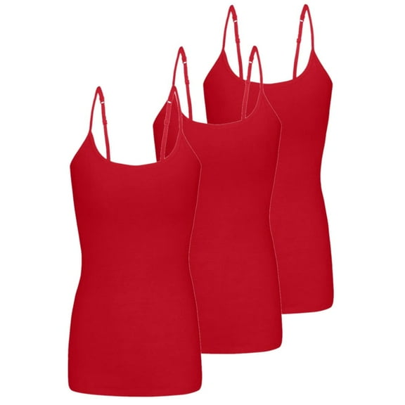 ACTIVE UNIFORMS Women's Camisole Cotton Stretch Undershirt with Adjustable Strap Tank Top Multi-Pack of 3 (Red, 3X-Large)