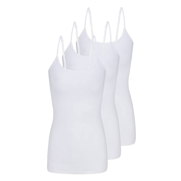 ACTIVE UNIFORMS Women's Camisole Cotton Stretch Undershirt with Adjustable Strap Tank Top Multi-Pack of 3 (White, X-Large)