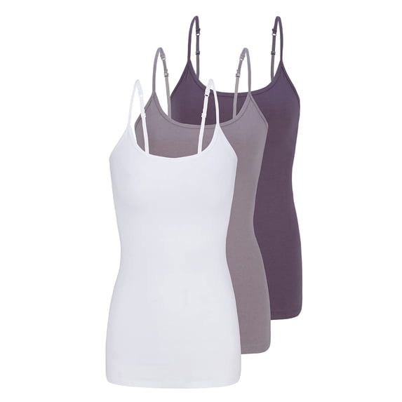 ACTIVE UNIFORMS Women's Camisole Cotton Stretch Undershirt with Adjustable Strap Tank Top Multi-Pack of 3 (White,grey,charcoal, 3X-Large)